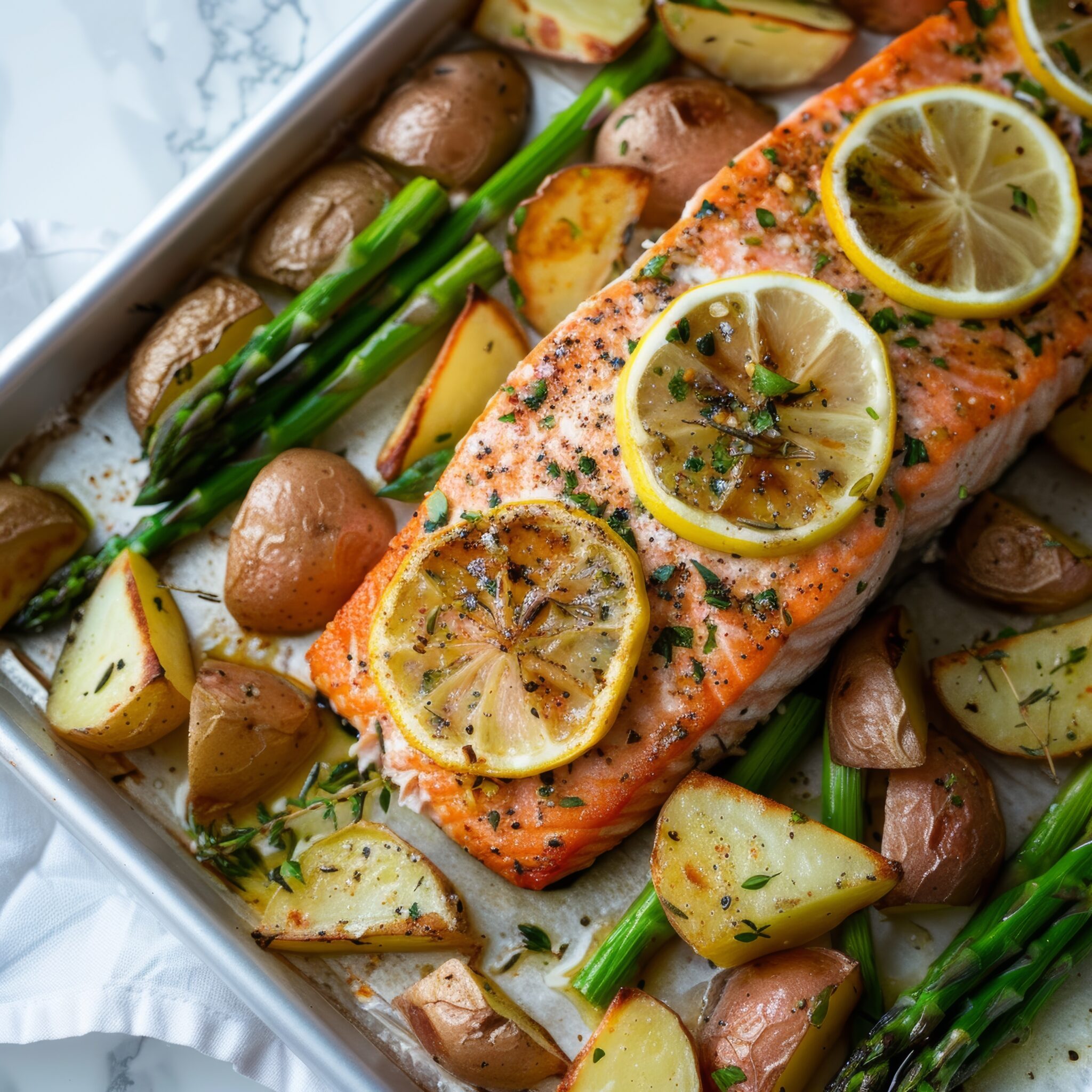 RECIPE OF THE WEEK SHEET PAN SALMON AND ASPARAGUS WITH POTATOES Peak Performance Fitness